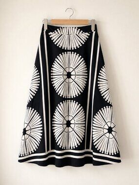 Gibson & Latimer Geometric Fan Print Midi Skirt L